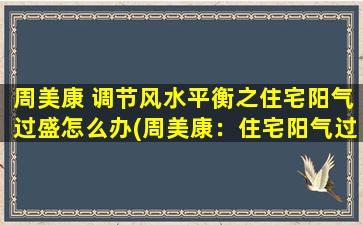 周美康 调节风水平衡之住宅阳气过盛怎么办(周美康：住宅阳气过盛调节方法大揭秘！)